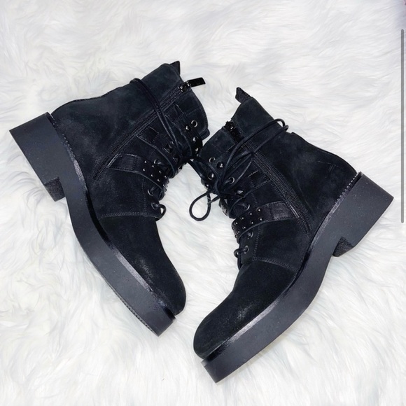 nila & nila Shoes - Nila & Nila Black Suede Combat Boots 40/10US NWT